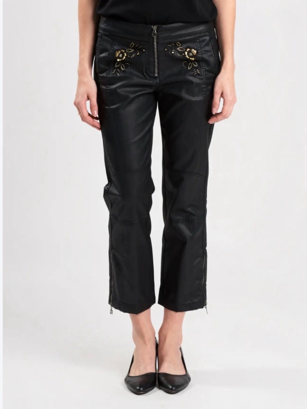 Desigual black coated pants